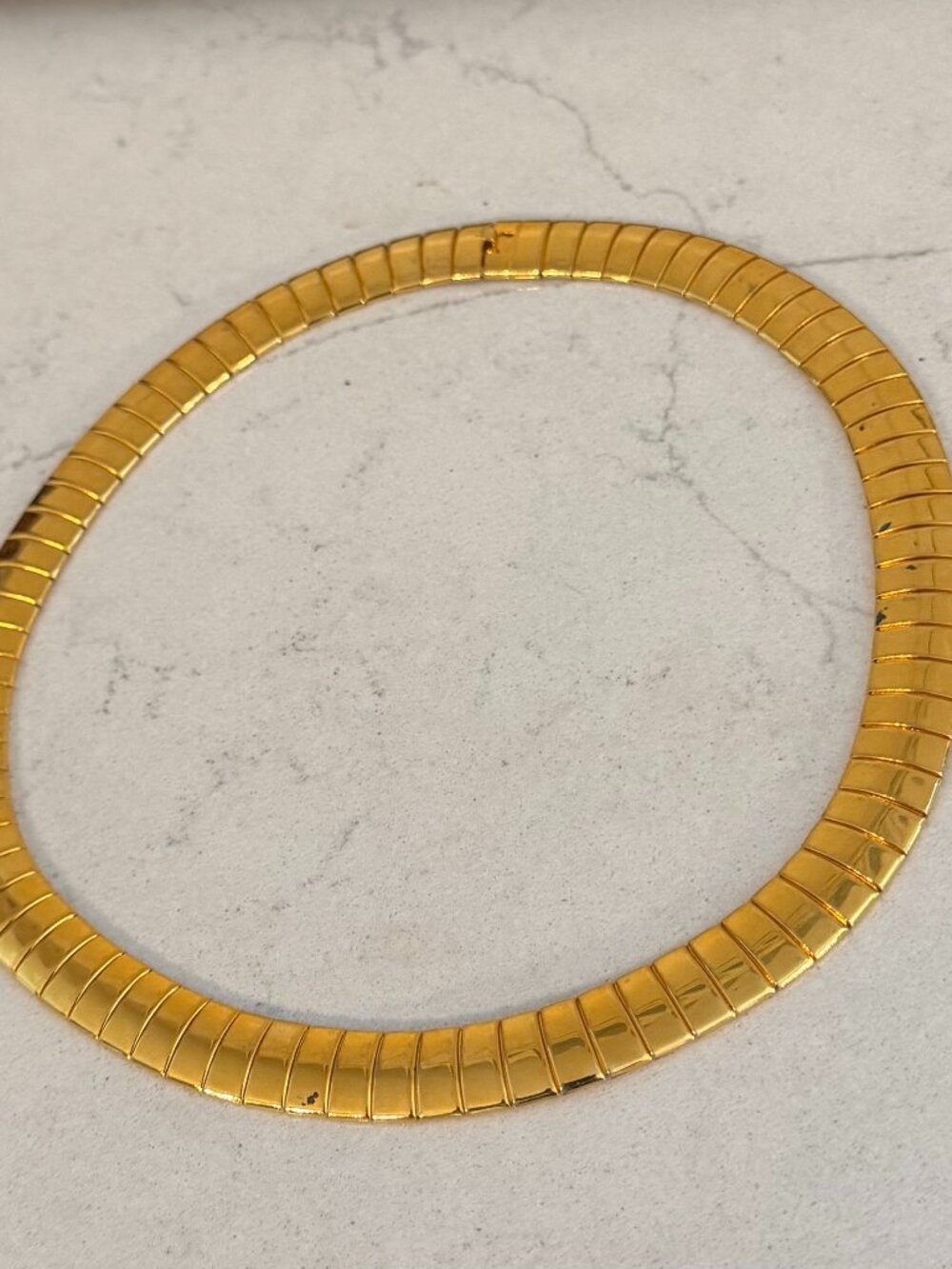 Vintage Monet  High Polish Gold-tone 16mm Omega Statement Necklace - Picture 2 of 2